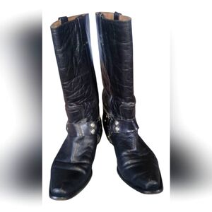 Guess By Georges Marciano Vintage Motorcycle Harness Black Leather Boots 7 1/2